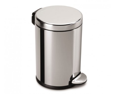 simplehuman Mini Round Step Trash Can, Polished Stainless Steel, 4.5 L / 1.2 Gal