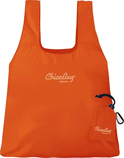 ChicoBag Original Compact Reusable Shopping Tote Grocery Bag, Eco-Friendly, Washable, with Attached Pouch and Carabiner Clip to Take with You on The Go