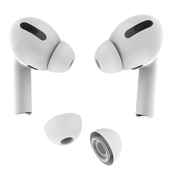 Allbingo Ear Tips Compatible with Airpods Pro, 2 Pairs Silicone Anti-Slip Replacement Earbuds Cover Accessories Small Medium Large Compatible for Apple AirPods Pro (Medium, White)