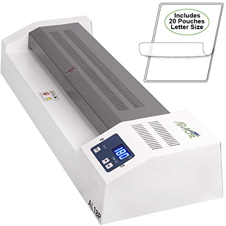 Apache AL18P Professional Hot/Cold 18" (Actually 17.5" max Laminating Width) Thermal Laminator and 20 Laminator Pouches