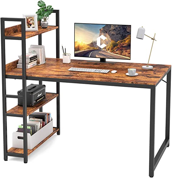 CubiCubi Computer Desk 47 inch with Storage Shelves Study Writing Table for Home Office,Modern Simple Style, Rustic Brown