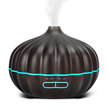 Aromatherapy Essential Oil Diffuser,550ml Dark Wood Grain Ultrasonic Aroma Cool Mist Humidifier for Office Home Bedroom Baby Room Yoga Spa