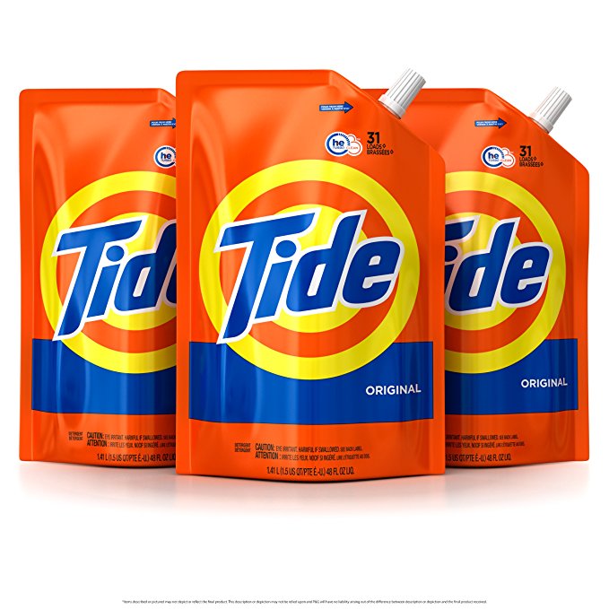Tide Smart HE Turbo Clean Liquid Laundry Detergent Pouches-93 Loads, Pack of 3, 1.41 L, Original Scent