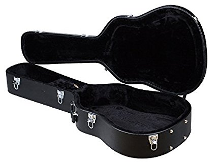 TMS Acoustic Guitar Hardshell Carrying Case Fits Most Acoustic Guitars w/ Lock Latch