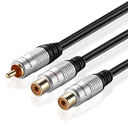 TNP Premium RCA Y Adapter Cable Splitter (6 Inch) - RCA to Dual RCAF Y-Cable 2-Female to 1-Male Connector Wire Cord Plug Jack for Digital Audio or Subwoofer - (Mono Male to Two RCA Stereo Female)