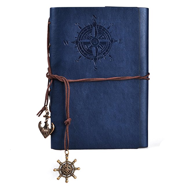 Cosmos Dark Blue Vintage Classic String PU Leather Blank Notebook Diary Travel Journal Note Book Pirate Notepad Mediterranean Style Loose-leaf