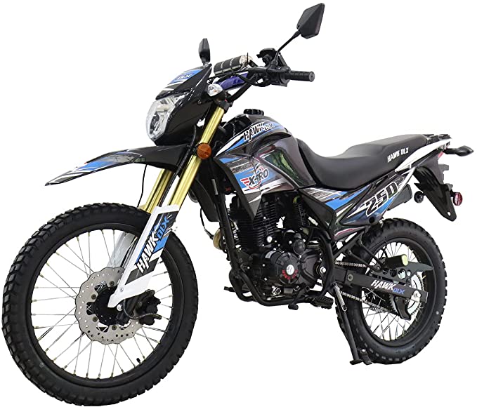 X-Pro Hawk DLX 250 EFI Fuel Injection 250cc Endure Dirt Bike Motorcycle Bike Hawk Deluxe Dirt Bike Street Bike Motorcycle with Bluetooth Speaker,Blue