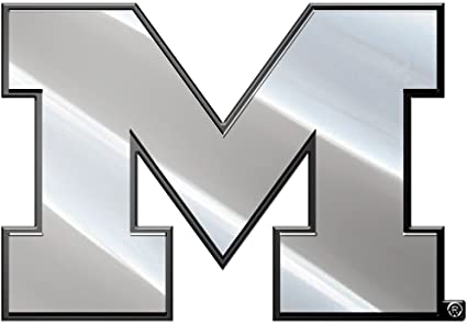 Team ProMark CHU035 NCAA Michigan Wolverines Chrome Automobile Emblem, Gray, 4" x 3"