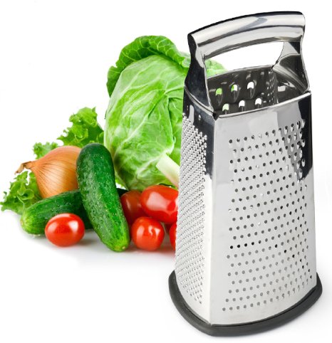 Box Grater 4-Sided Stainless Steel Large 10-inch Grater for Parmesan Cheese Ginger Vegetables