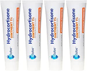 Globe (4 Pack) Hydrocortisone Maximum Strength Transparent Ointment 1%,1 oz, Anti-Itch Topical Ointment for Redness, Swelling, Itching, Rash, Bug/Mosquito Bites, Eczema, Hemorrhoids & More