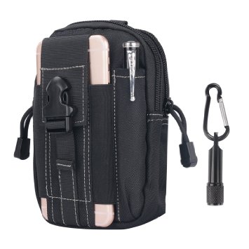 Tactical Pouch - Compact Water-resistant Molle EDC Utility Gadget Gear Tools Organizer - Bundled with Free Keychain Flashlight