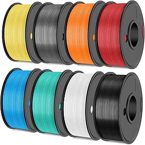 SUNLU 3D Printer Filament Pack, 0.25kg Each Spool, Total 2kg, Mini Spool, PLA  Filament 1.75mm, 8 Packs, Black  White  Grey  Mint Green  Sky Blue  Cherry Red  Sunshine Orange  Lemon Yellow