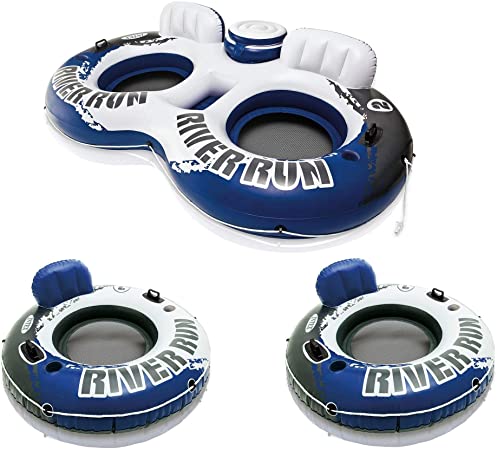 Intex River Run II Inflatable 2 Person Pool Tube Float   2 Single Water Rafts