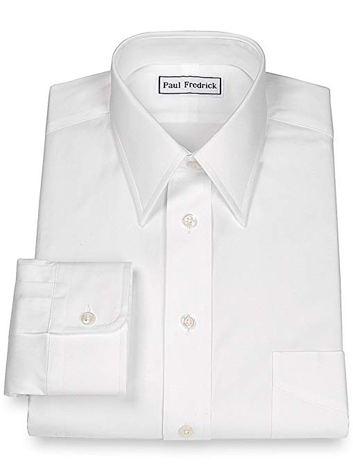 Paul Fredrick Mens Pinpoint Straight Collar Button Cuff Dress Shirt