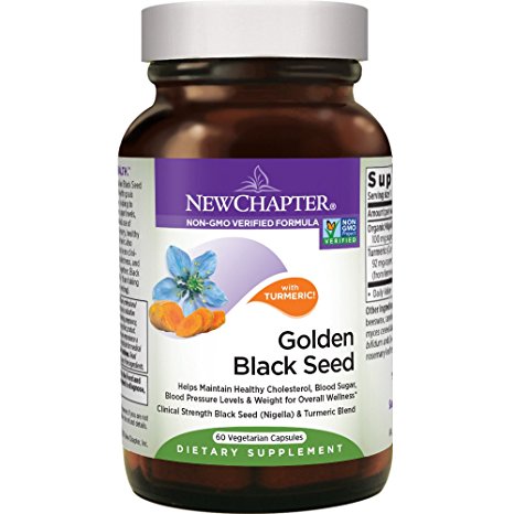 New Chapter Black Seed Oil - Golden Black Seed   Turmeric for Healthy Mood   Healthy Blood Sugar   Healthy Weight - 60 ct Vegetarian Capsule