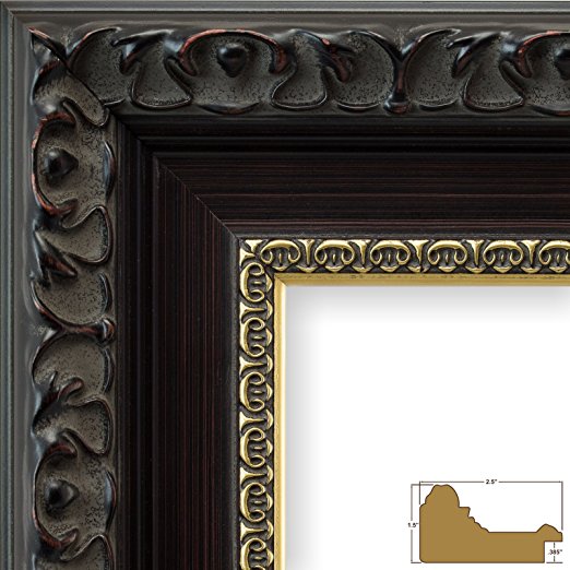 Craig Frames Devereux, 13 by 19-Inch Picture Frame, Antique Brushed Mahogany with Ornate Gold