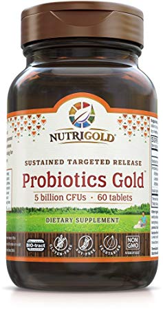 NutriGold Probiotics Gold (Targeted Release) (Shelf-Stable), 5 Billion CFUs, 60 Tablets