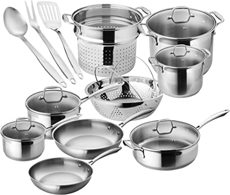 Chef's Star Premium Pots And Pans Set - 17 Piece Stainless Steel Induction Cookware Set - Oven Safe