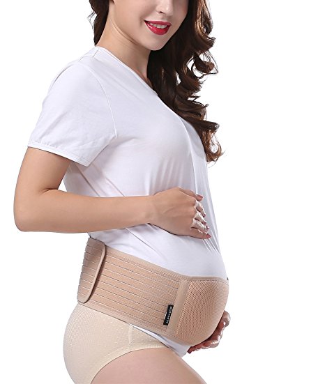 ALPSAZON Maternity Belt - Elastic Belly Band for Pregnancy - Breathable Abdominal Binder - Back Support, Helps Relieve Plevic, Hip, Sciatica or Round Ligament Pain, One Size, Beige