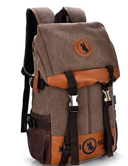 Menschwear High Density Thick Canvas Backpack Rucksack Hiking Travel Tote Back Bag