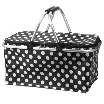 Picnic Basket Bag, Iwotou Insulated Folding Cooler Picnic Basket Bag (black)