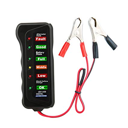 Manfiter Car Battery Tester & Alternator Tester for 12v, Test Battery Condition & Alternator Charging (LED Indication)