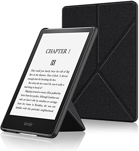 Soke Case for Kindle Paperwhite (11th Generation-2021 Release Only), Premium Fabric Cover with Auto Wake/Sleep & Multi-Viewing Angles for 6.8" Kindle Paperwhite & Signature Edition E-Reader, Black