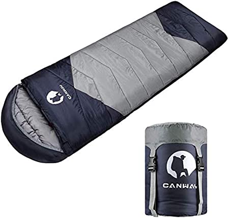 CANWAY Sleeping Bag with Compression Sack, Lightweight and Waterproof for Warm & Cold Weather, Comfort for 4 Seasons Camping/Traveling/Hiking/Backpacking, Adults & Kids