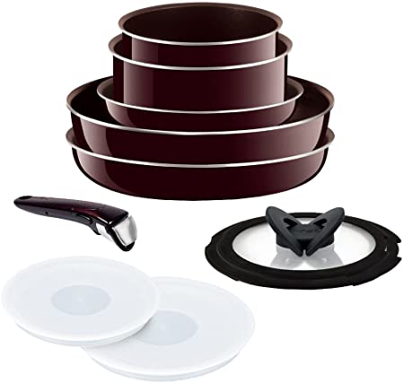 T-FAL frying pan 10-point set detachable handle Ingenio Neo mahogany Premier set with a lid 9 gas fire heater dedicated L63192