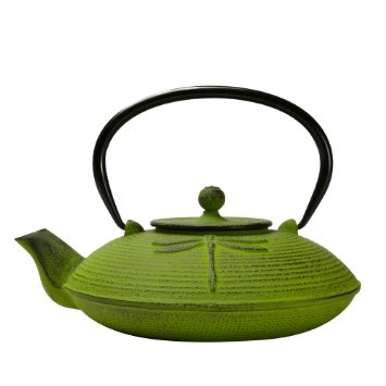 Primula Green Dragonfly 28 Ounce Cast Iron Teapot