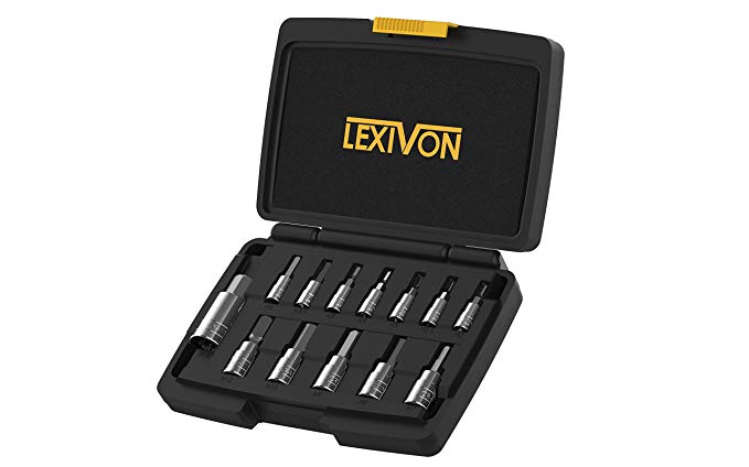 LEXIVON HEX Bit Socket Set, Premium S2 Alloy Steel | 13-Piece Metric 2mm - 14mm Set | Enhanced Storage Case (LX-141)