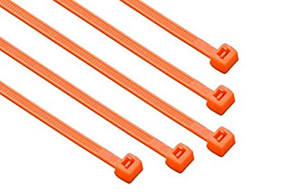South Main Hardware 848147 8-in 100-Pack, 75-lb, Hi-Vis Orange, Standard Nylon Cable Tie 100 Piece