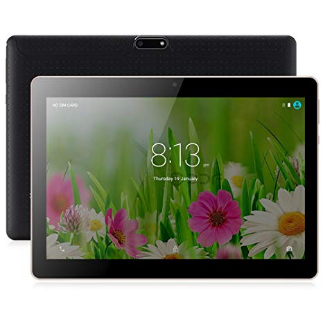 BATAI 10 inch Android Tablet Sim Card Slots 4GB RAM 64GB ROM Octa Core 3G Unlocked GSM Phone Tablet PC WiFi Bluetooth GPS (Black)