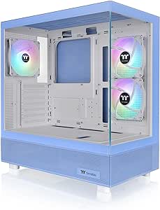 View 270 Plus TG ARGB Hydrangea Blue Mid Tower E-ATX Case; 3x120mm ARGB Fans Included; Support Up to 360mm Radiator; Front & Side Dual Tempered Glass Panel; CA-1Y7-00MFWN-01; 3 Year Warranty