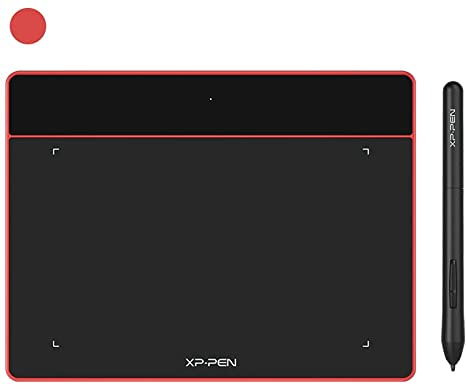 XP-PEN Deco Fun S Graphic Drawing Tablet 6x4 Inches Digital Sketch Pad OSU Tablet for Digital Drawing, OSU, Online Teaching-for Mac Windows Chrome Linux Android OS(Red)