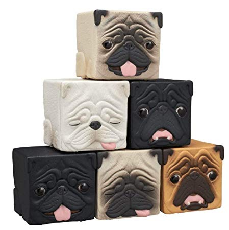 Kitan Club Hako Pug Cube Toy - Blind Box Includes 1 of 6 Collectible Dog Figurines - Stackable Desk Ornament for Kids and Adults - Authentic Japanese Design - Made from PVC Material, Premium Quality