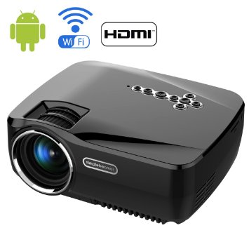Smart Wireless Projector, CiBest Android 4.4 Pico Wifi Projector 1200 Lumens with Bluetooth for Home Theater Cinema Video Games