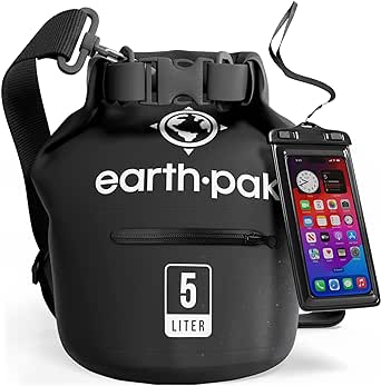 Earth Pak Waterproof Dry Bag with Zippered Pocket - Waterproof Dry Bag Backpack Keeps Gear Dry for Boating, Camping, Fishing, Beach Drybag, Kayak Accessories - Dry Bags Waterproof with Phone Case