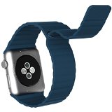 Apple Watch Band JETech 38mm Genuine Leather Loop with Magnet Lock Strap Replacement Band for Apple Watch 38mm All Models No Buckle Needed Leather Loop - Blue