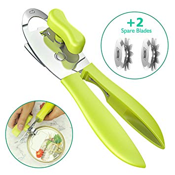 Can Opener, 4-IN-1 Stainless Steel Manual Heavy Duty Tin Opener, with Ergonomic Handle for Kitchen Cooking and Can Opening- Ultra Sharp Cutting Tool, Non-slip Handle for Easy-to-Use