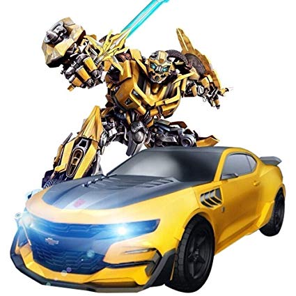 Ycco Bumblebee Transformer Sleek Futuristic Racing Car With 2 Channel,2,4 GHz Remote Control Children's Deformation Cars Toys Transformer Robot Car 2-in-1 360° Rotating Stunt Car | Scale 1:12 | Age 5