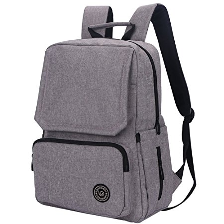 Leke Grey Diaper Bag Backpack for Mom and Dad with Insulated Pockets