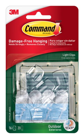 Command Outdoor Light Clips, Clear, 16-Clip, 4-Pack (64 Clips Total)