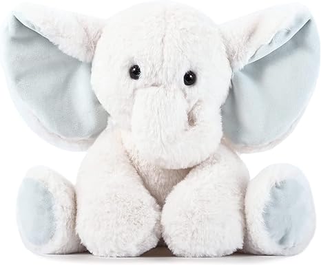 TCBunny Baby Elephant Bedtime Stuffed Animal Plush Toy Gift 11", Kids, (White)