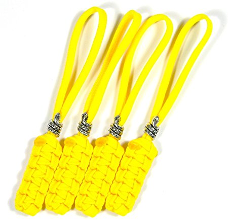 4 Yellow Don't Tread On Me Gadsen Paracord Snake Zipper Pulls or Knife Lanyards