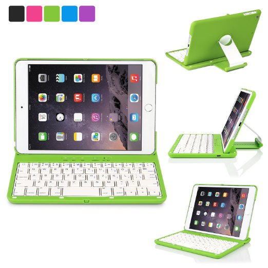 iPad Mini Keyboard Case, iNNEXT iPad mini 3, iPad Mini 2, iPad Mini 1 Case, 360 Degree Rotating Multi-Angle Stand Smart Cover with Auto Wake/Sleep Feature (Green)