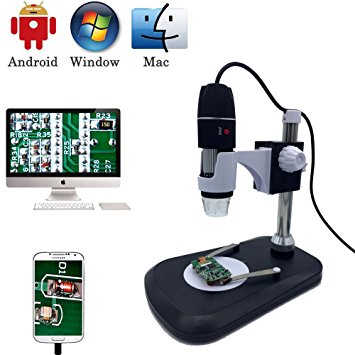 USB Digital Microscope Camera, Jiusion 40 -1000X Portable Magnification Endoscope 8pcs LED with Adaptor Professional Stand, Compatible with Mac Window XP 7 8 10 OTG Android Linux