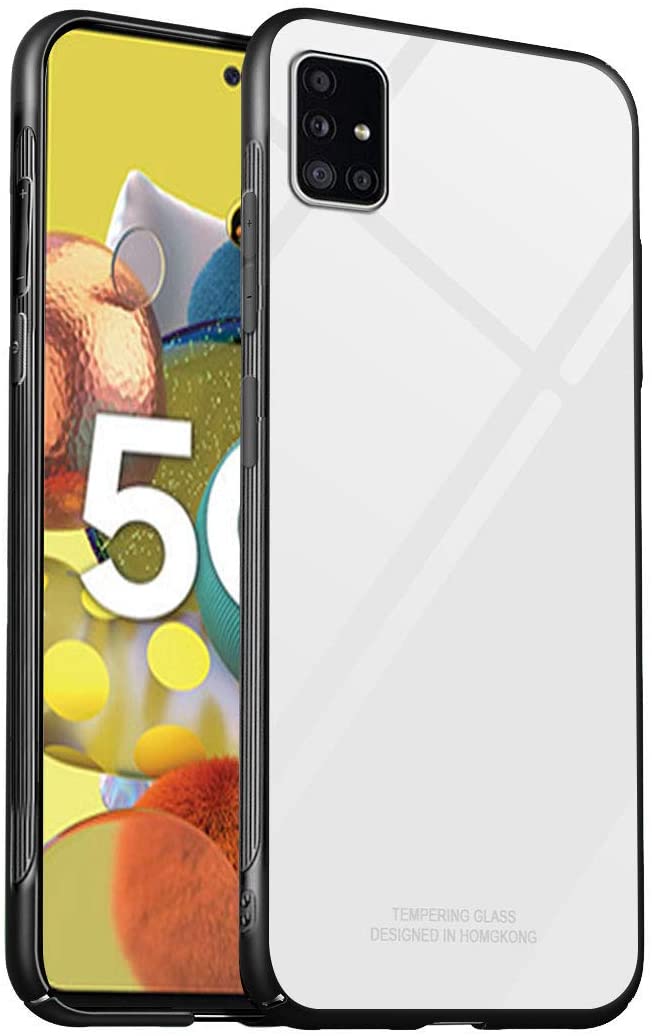 Luhuanx Case for Samsung Galaxy A51 4G Phone，Samsung A51 Case 4G,Tempered Glass Quality Pattern Back TPU Side Slim Case for Galaxy A51 Case 4G Phone 2020 (White)