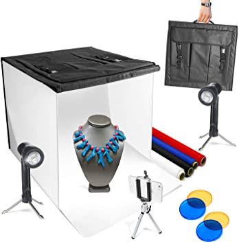 LimoStudio 16" x 16" Table Top Photo Photography Studio LED Lighting, Light Tent Kit in a Box, Photo Background Shooting Tents, AGG349