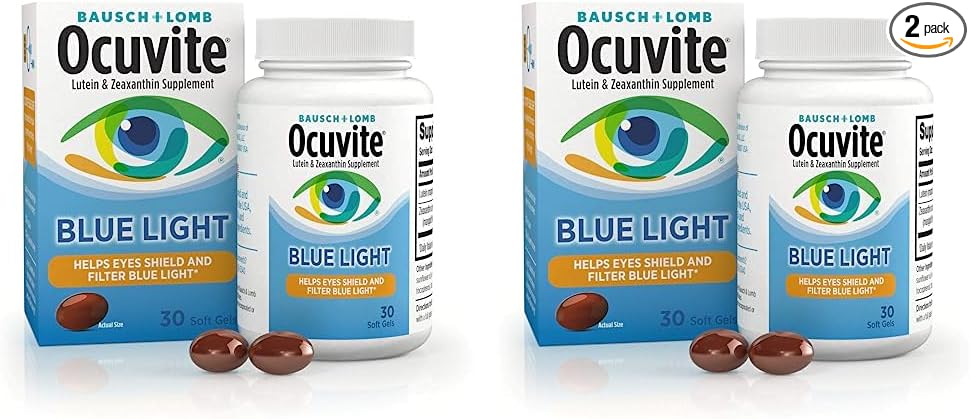 Ocuvite Bausch   Lomb Lutein 25mg Lutein & Zeaxanthin Supplement, 30 Softgels (Pack of 2)